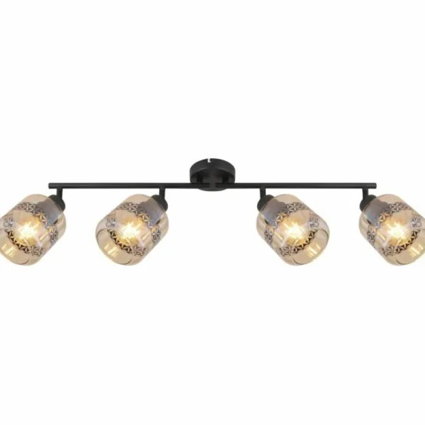 Luminaires Globo Lighting Plafonnier Globo LAZARUS Noir, 4 lumières* Lampes En Verre