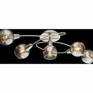Luminaires Globo Lighting Plafonnier Globo ROMAN LED Nickel mat, 5 lumières* Lampes En Verre