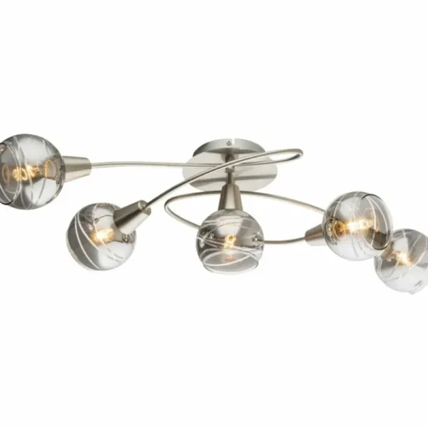 Luminaires Globo Lighting Plafonnier Globo ROMAN LED Nickel mat, 5 lumières* Lampes En Verre