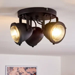 hofstein Plafonnier Glostrup LED Noir, 3 lumières* Lampes En Verre
