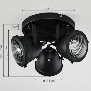 hofstein Plafonnier Glostrup LED Noir, 3 lumières* Lampes En Verre