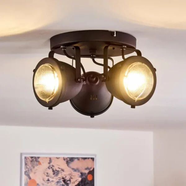 hofstein Plafonnier Glostrup LED Noir, 3 lumières* Lampes En Verre