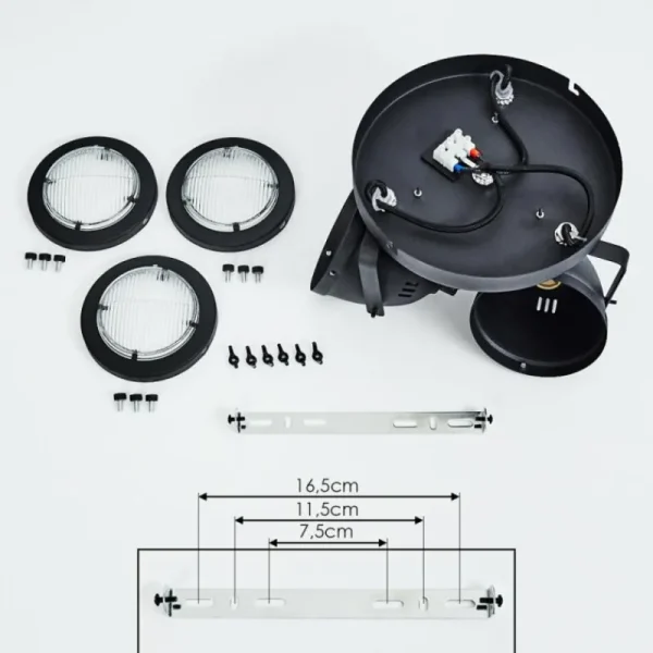 hofstein Plafonnier Glostrup LED Noir, 3 lumières* Lampes En Verre