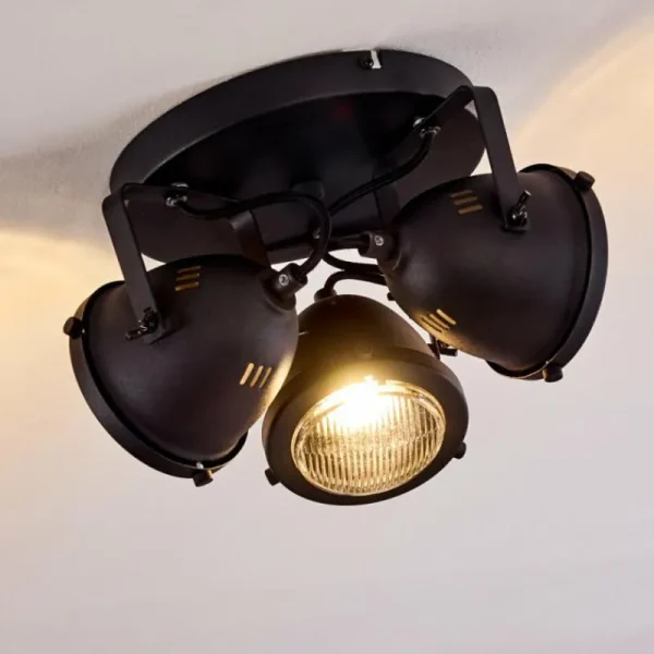hofstein Plafonnier Glostrup LED Noir, 3 lumières* Lampes En Verre