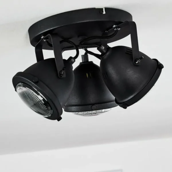 hofstein Plafonnier Glostrup LED Noir, 3 lumières* Lampes En Verre