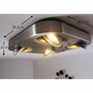 hofstein Plafonnier Granada LED Nickel mat, 4 lumières* Lampes Modernes