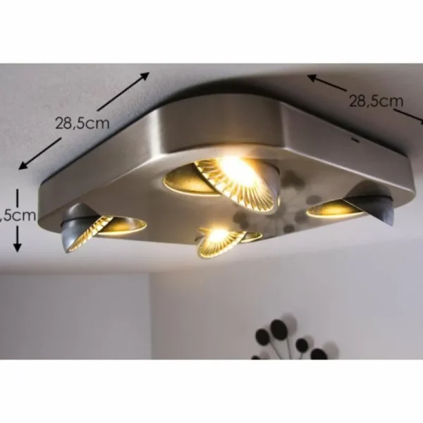 hofstein Plafonnier Granada LED Nickel mat, 4 lumières* Lampes Modernes