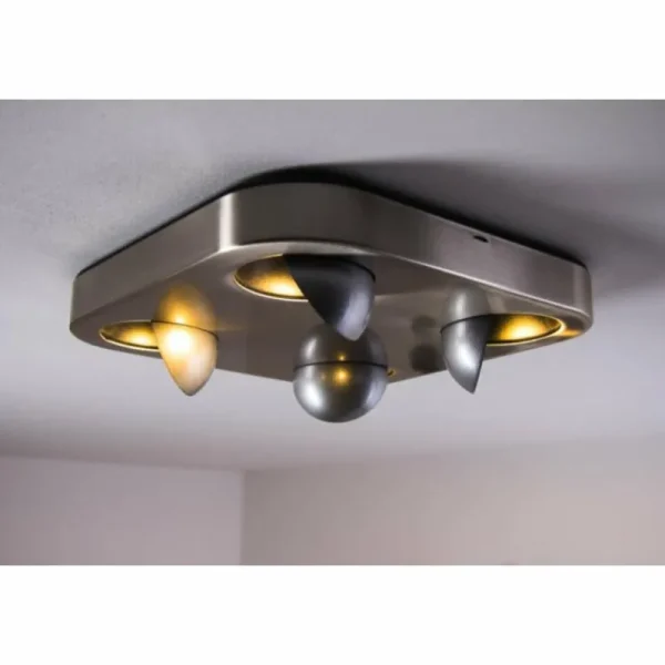 hofstein Plafonnier Granada LED Nickel mat, 4 lumières* Lampes Modernes
