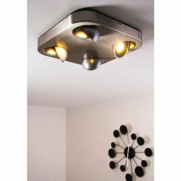 hofstein Plafonnier Granada LED Nickel mat, 4 lumières* Lampes Modernes