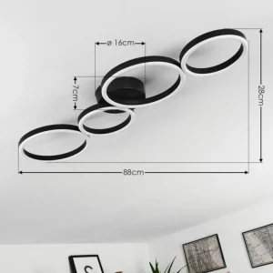 hofstein Plafonnier Grasse LED Noir, 1 lumière* Lampes Modernes