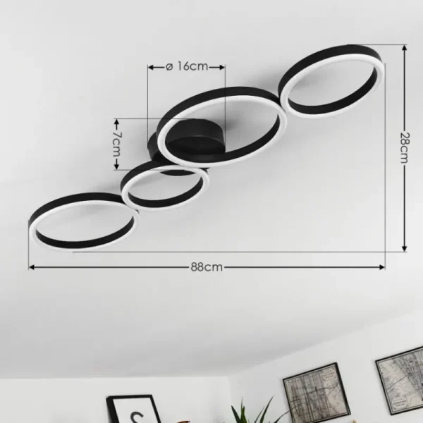 hofstein Plafonnier Grasse LED Noir, 1 lumière* Lampes Modernes