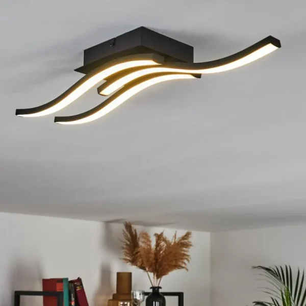 hofstein Plafonnier Grossari LED Noir, 3 lumières* Lampes Modernes