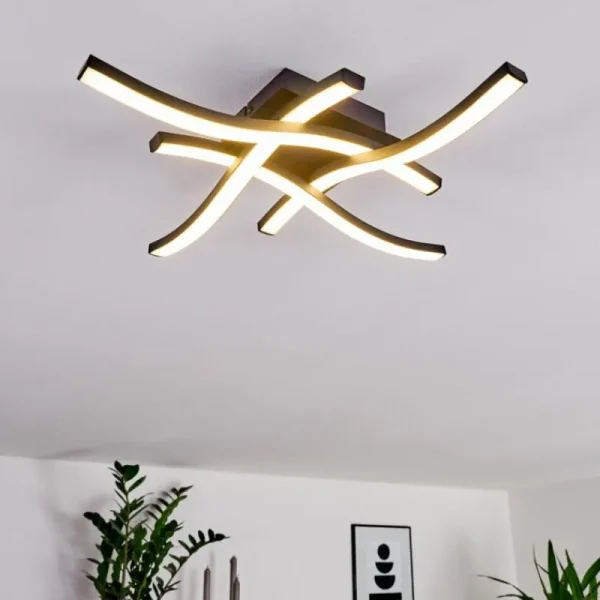 hofstein Plafonnier Grossarl LED Noir, 4 lumières* Lampes Modernes