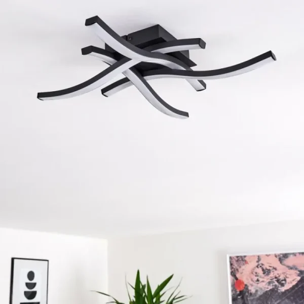hofstein Plafonnier Grossarl LED Noir, 4 lumières* Lampes Modernes