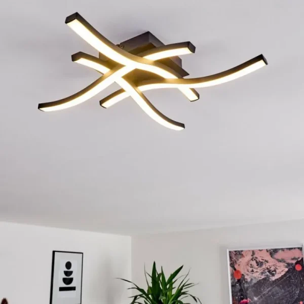 hofstein Plafonnier Grossarl LED Noir, 4 lumières* Lampes Modernes