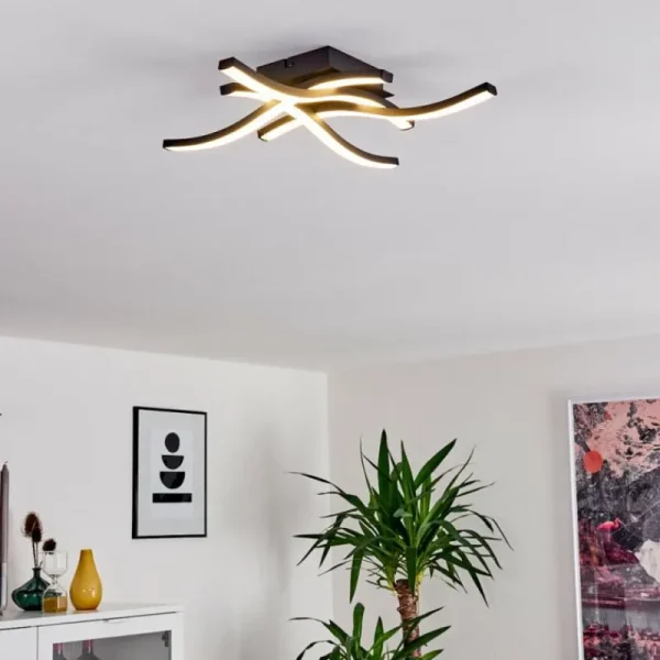 hofstein Plafonnier Grossarl LED Noir, 4 lumières* Lampes Modernes