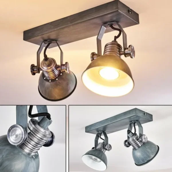 hofstein Plafonnier Gudo Gris, Argenté, 2 lumières* Lampes Modernes