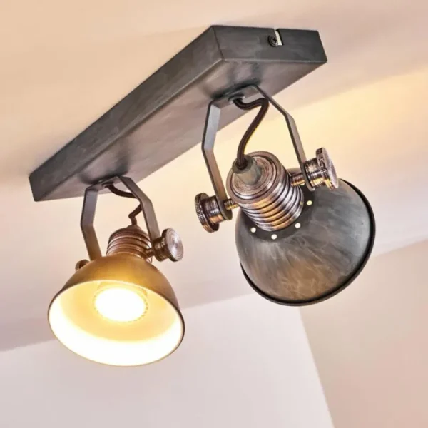hofstein Plafonnier Gudo Gris, Argenté, 2 lumières* Lampes Modernes