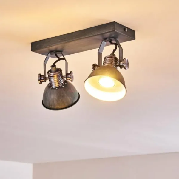 hofstein Plafonnier Gudo Gris, Argenté, 2 lumières* Lampes Modernes