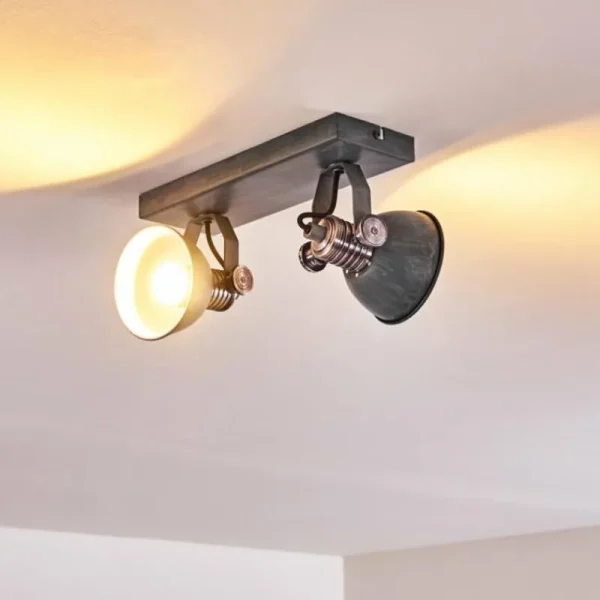 hofstein Plafonnier Gudo Gris, Argenté, 2 lumières* Lampes Modernes