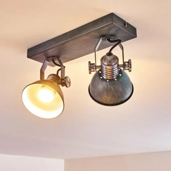 hofstein Plafonnier Gudo Gris, Argenté, 2 lumières* Lampes Modernes
