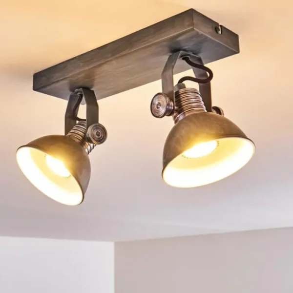hofstein Plafonnier Gudo Gris, Argenté, 2 lumières* Lampes Modernes