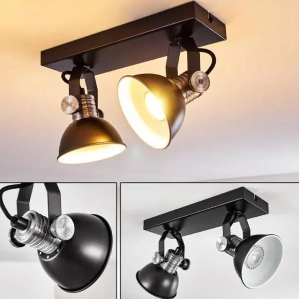hofstein Plafonnier Gudo Noir, Argenté, 2 lumières* Lampes Modernes