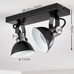 hofstein Plafonnier Gudo Noir, Argenté, 2 lumières* Lampes Modernes