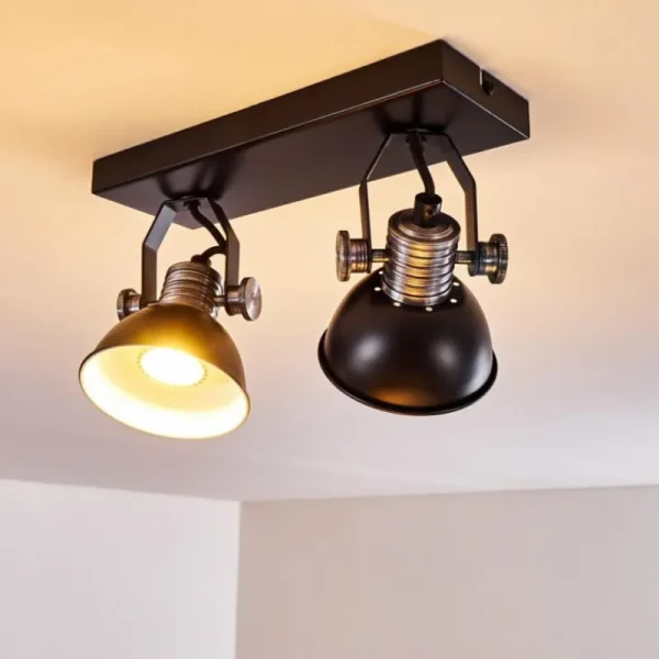 hofstein Plafonnier Gudo Noir, Argenté, 2 lumières* Lampes Modernes