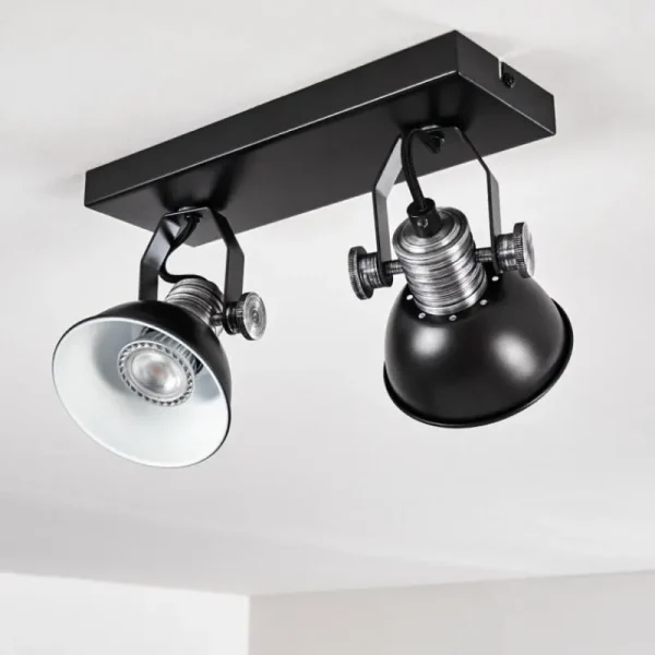 hofstein Plafonnier Gudo Noir, Argenté, 2 lumières* Lampes Modernes