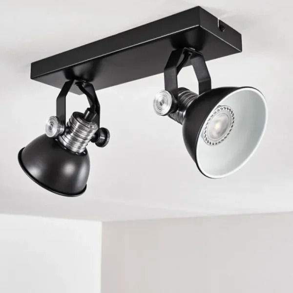 hofstein Plafonnier Gudo Noir, Argenté, 2 lumières* Lampes Modernes