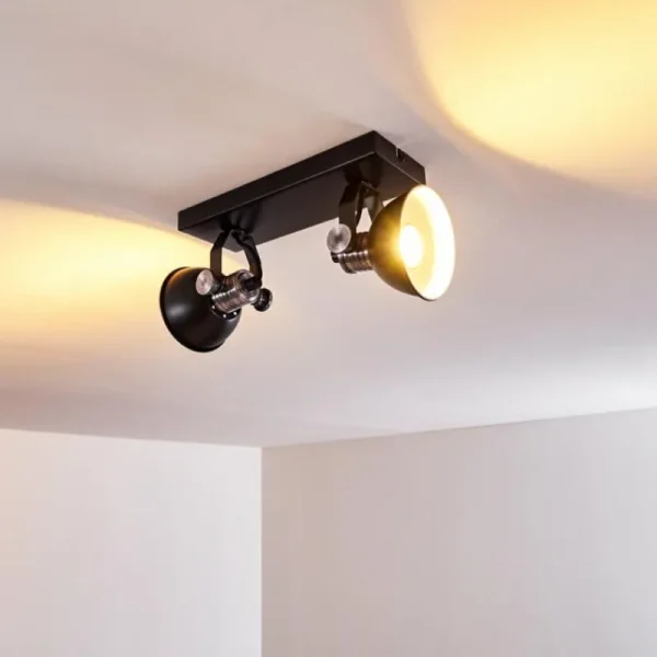 hofstein Plafonnier Gudo Noir, Argenté, 2 lumières* Lampes Modernes
