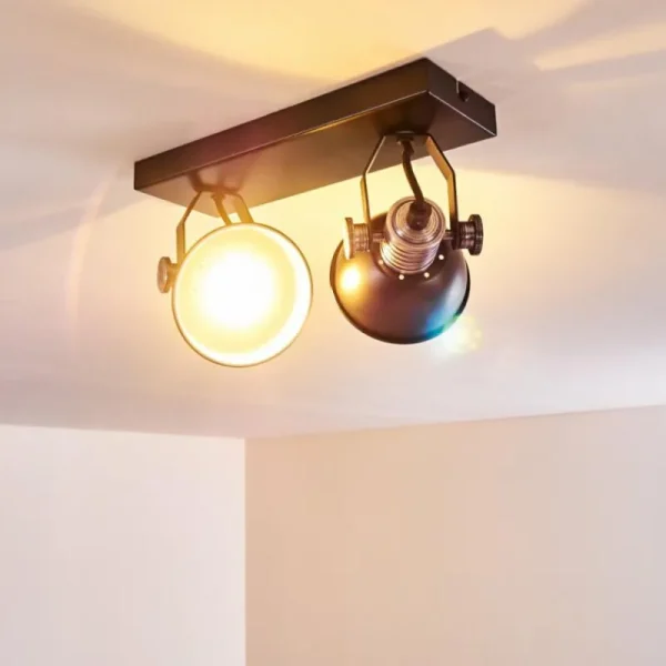 hofstein Plafonnier Gudo Noir, Argenté, 2 lumières* Lampes Modernes