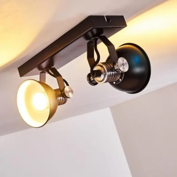 hofstein Plafonnier Gudo Noir, Argenté, 2 lumières* Lampes Modernes