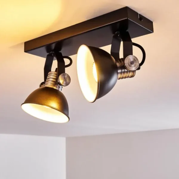 hofstein Plafonnier Gudo Noir, Argenté, 2 lumières* Lampes Modernes