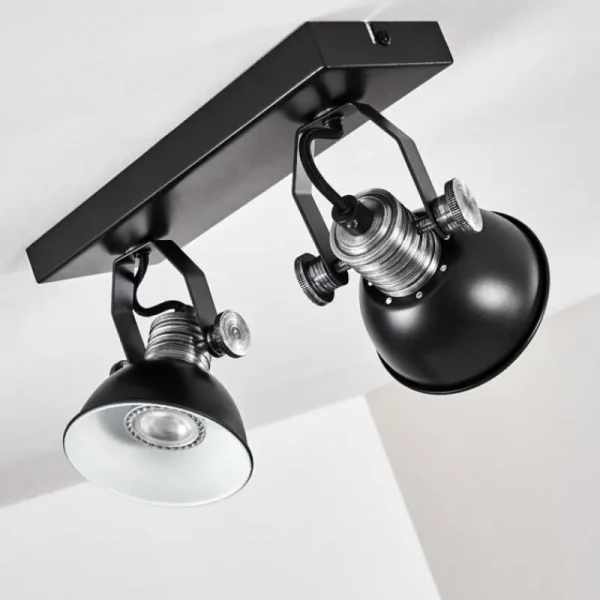 hofstein Plafonnier Gudo Noir, Argenté, 2 lumières* Lampes Modernes