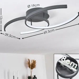 hofstein Plafonnier Guinea LED Anthracite, 2 lumières* Lampes Modernes