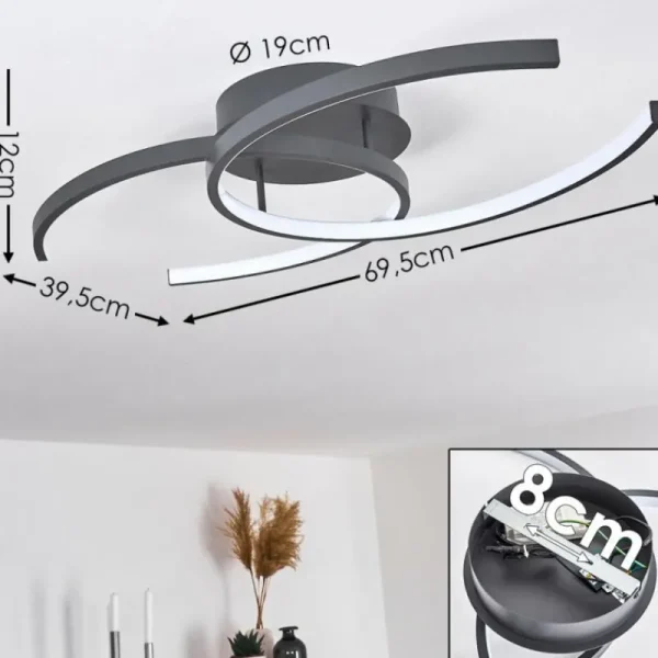 hofstein Plafonnier Guinea LED Anthracite, 2 lumières* Lampes Modernes