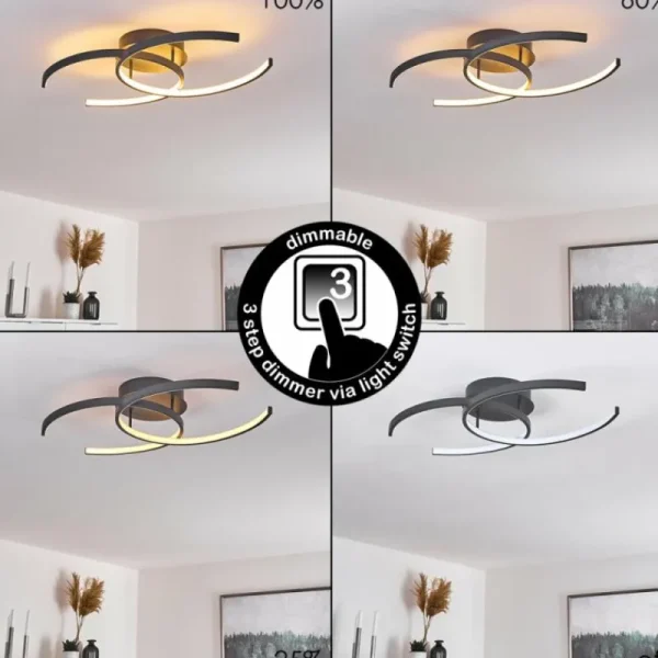 hofstein Plafonnier Guinea LED Anthracite, 2 lumières* Lampes Modernes