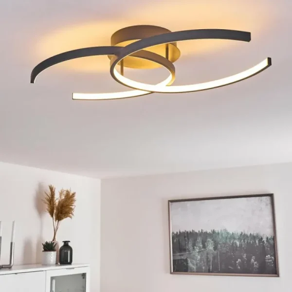 hofstein Plafonnier Guinea LED Anthracite, 2 lumières* Lampes Modernes