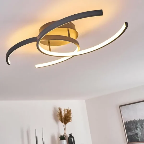 hofstein Plafonnier Guinea LED Anthracite, 2 lumières* Lampes Modernes