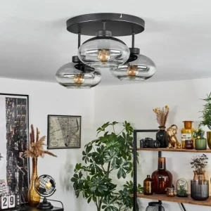 hofstein Plafonnier Haikala Clair, Fumé, 3 lumières* Lampes Modernes