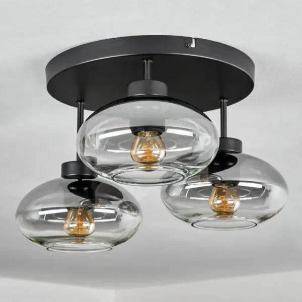 hofstein Plafonnier Haikala Clair, Fumé, 3 lumières* Lampes Modernes