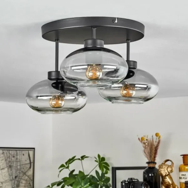 hofstein Plafonnier Haikala Clair, Fumé, 3 lumières* Lampes Modernes
