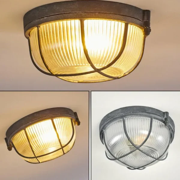 hofstein Plafonnier Hanalei Gris, 1 lumière* Lampes En Verre