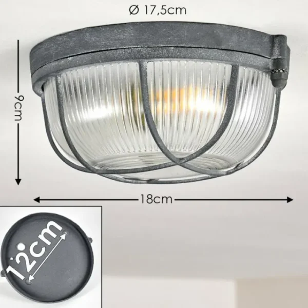 hofstein Plafonnier Hanalei Gris, 1 lumière* Lampes En Verre