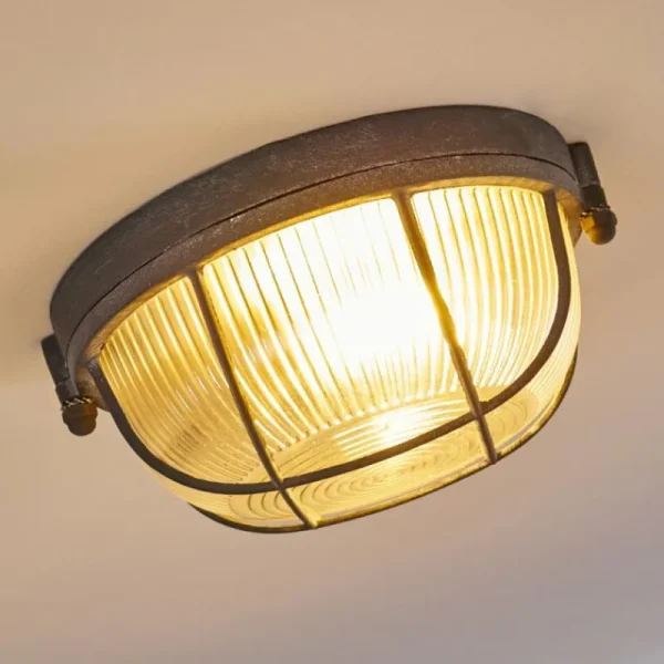 hofstein Plafonnier Hanalei Gris, 1 lumière* Lampes En Verre