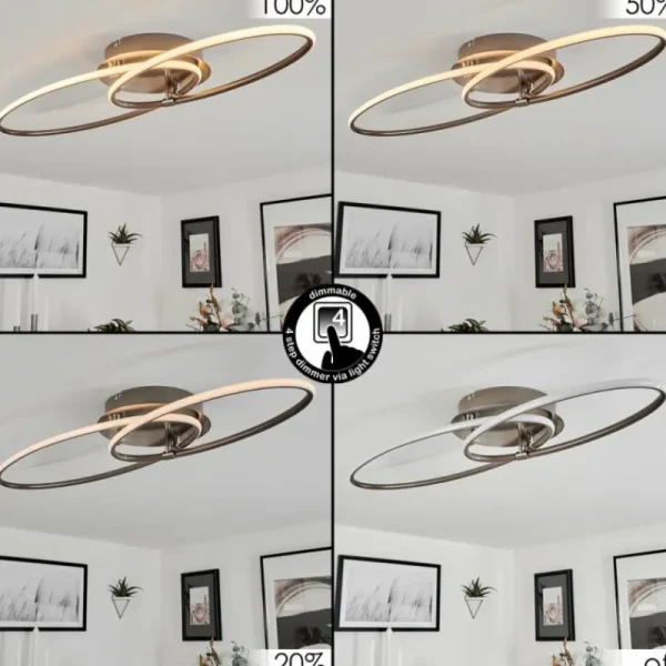 hofstein Plafonnier Harpeth LED Nickel mat, 1 lumière* Lampes Modernes