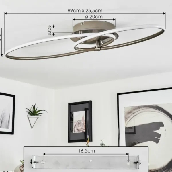 hofstein Plafonnier Harpeth LED Nickel mat, 1 lumière* Lampes Modernes