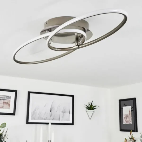 hofstein Plafonnier Harpeth LED Nickel mat, 1 lumière* Lampes Modernes